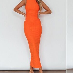 Selfie Leslie Vibrant Orange Sleeveless Maxi Dress
